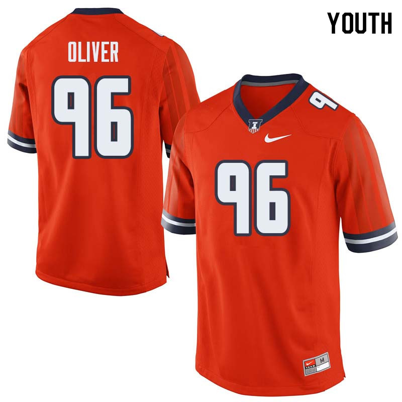 Youth #96 Tymir Oliver Illinois Fighting Illini College Football Jerseys Sale-Orange